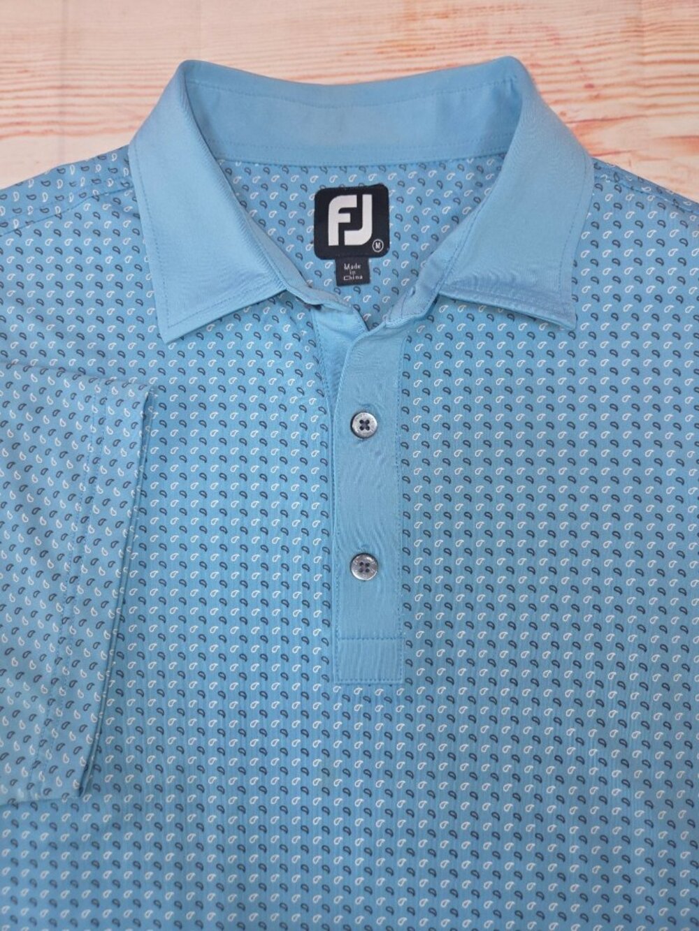 FootJoy Mens Blue Paisley Print Polo Size Medium